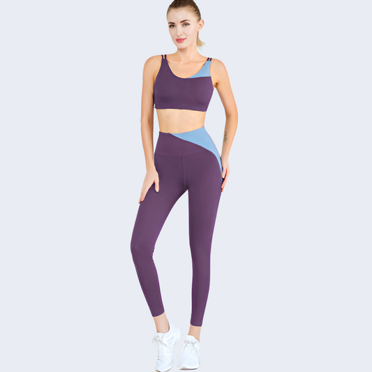 Contrast Sports Bra and Leggings Set