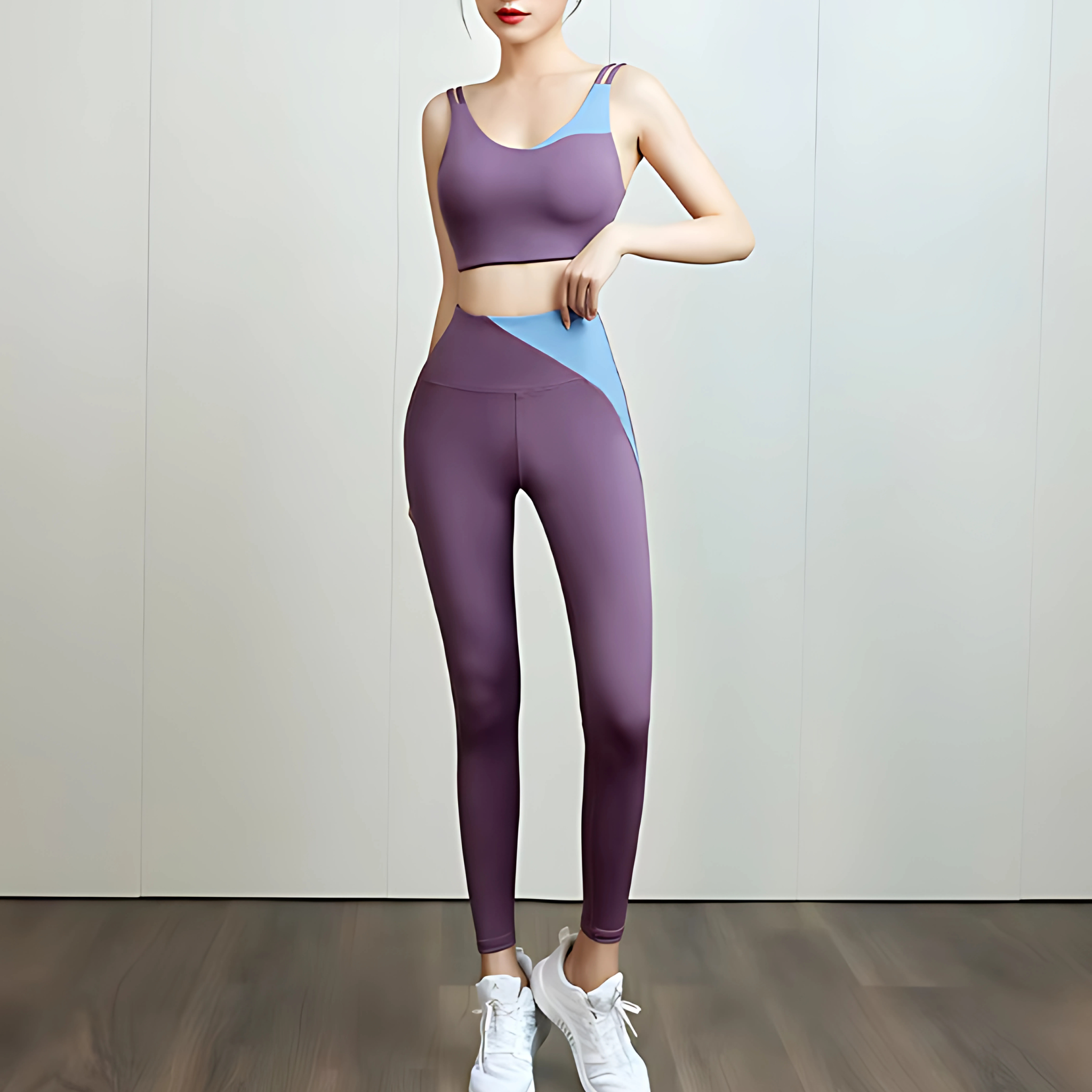Contrast Sports Bra and Leggings Set