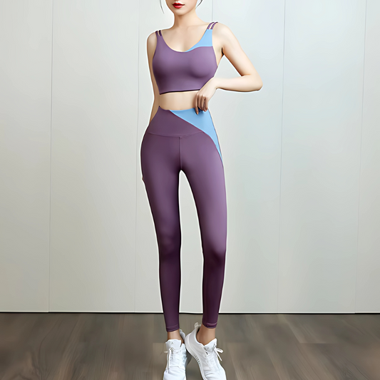 Contrast Sports Bra and Leggings Set
