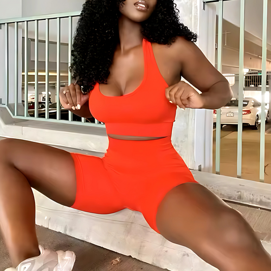 Red Halter Neck Sports Bra