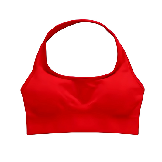 Red Halter Neck Sports Bra